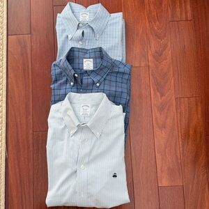 Lot of 3 Brooks Brothers Men's Blue Regent Button-Down Shirts